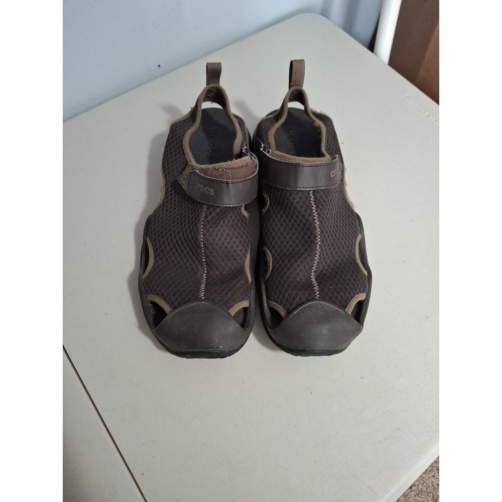 Crocs Men's‎ Swiftwater Mesh Deck Water Sandals Brown Size 13